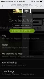 Spotify-afspeellijst voor Taylor Swift