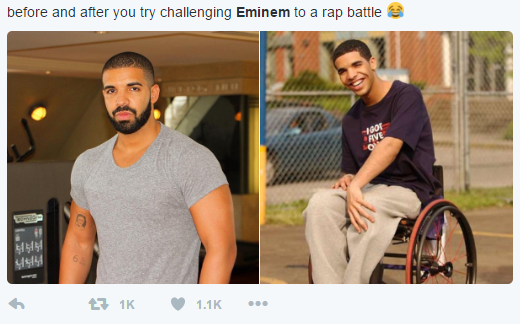 Memes die losbarsten vanwege een vermeende rapbattle tussen Drake en Eminem
